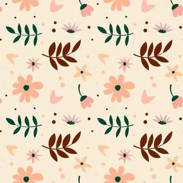 Abstract flat hand draw floral pattern background. Vector. Stock Illustration