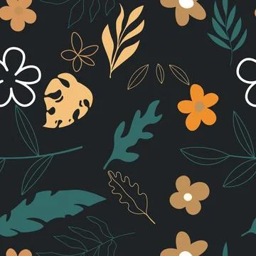 Abstract flat hand draw floral pattern background. Vector. Illustrazione stock