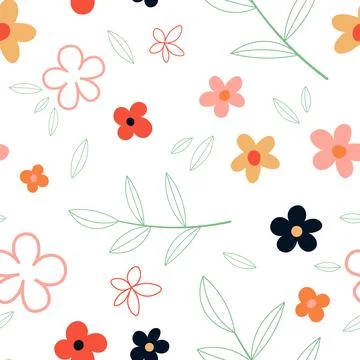 Abstract flat hand draw floral pattern background. Vector. Illustrazione stock
