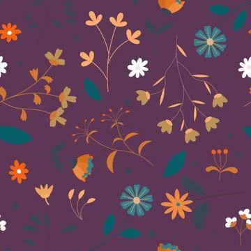 Abstract flat hand draw floral pattern background. Vector. Stock Illustration