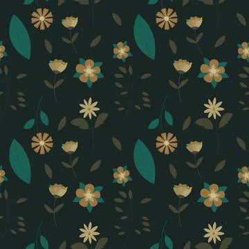 Abstract flat hand draw floral pattern background. Vector. Stock Illustration