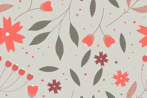 Abstract flat hand draw floral pattern background. Vector. Stock Illustration