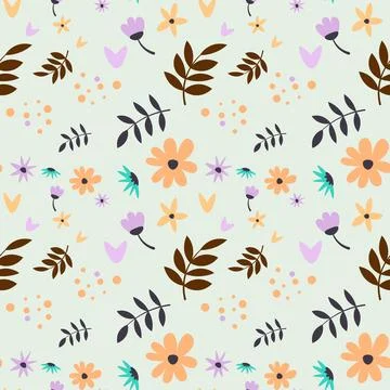 Abstract flat hand draw floral pattern background. Vector. Stock Illustration