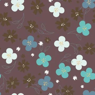 Abstract flat hand draw floral pattern background. Vector. Stock Illustration