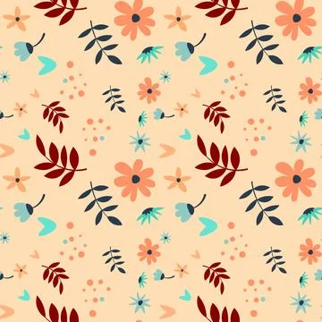 Abstract flat hand draw floral pattern background. Vector. Stock Illustration