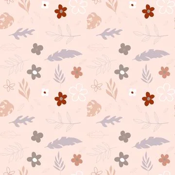 Abstract flat hand draw floral pattern background. Vector. Stock Illustration