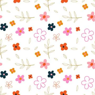 Abstract flat hand draw floral pattern background. Vector. Illustrazione stock
