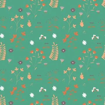 Abstract flat hand draw floral pattern background. Vector. Illustrazione stock