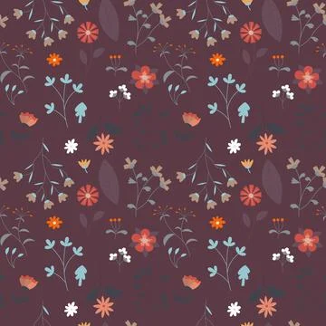 Abstract flat hand draw floral pattern background. Vector. Stock Illustration