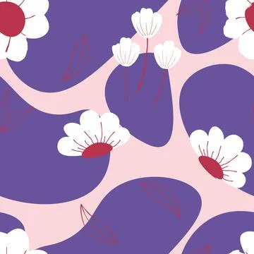 Abstract flat hand draw floral pattern background. Vector. Stock Illustration