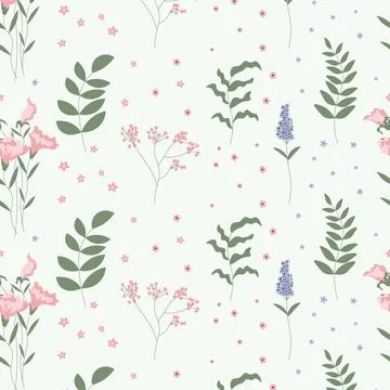 Abstract flat hand draw floral pattern background. Vector. Stock Illustration