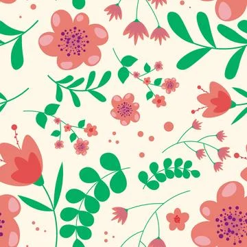 Abstract flat hand draw floral pattern background. Vector. Stock Illustration