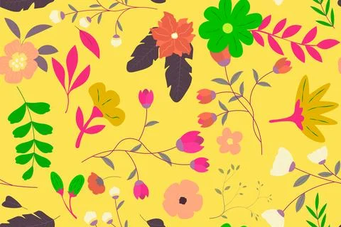 Abstract flat hand draw floral pattern background. Vector. Stock Illustration