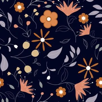 Abstract flat hand draw floral pattern background. Vector. 스톡 일러스트
