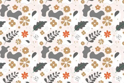 Abstract flat hand draw floral pattern background. Vector. Stock Illustration