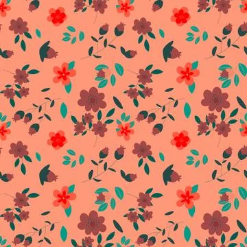 Abstract flat hand draw floral pattern background. Vector. Stock Illustration