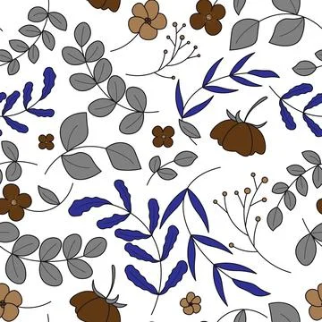 Abstract flat hand draw floral pattern background. Vector. Stock Illustration