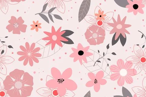 Abstract flat hand draw floral pattern background. Vector. Illustrazione stock