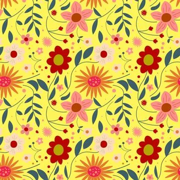Abstract flat hand draw floral pattern background. Vector. Illustrazione stock