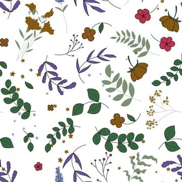 Abstract flat hand draw floral pattern background. Vector. Illustrazione stock