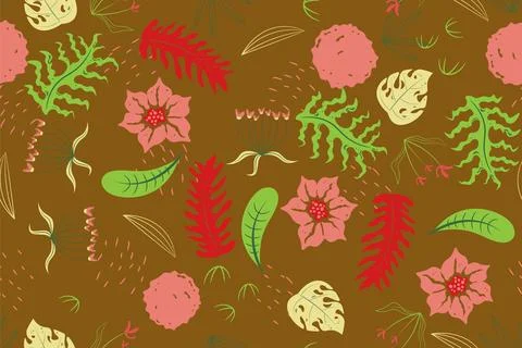 Abstract flat hand draw floral pattern background. Vector. Illustrazione stock