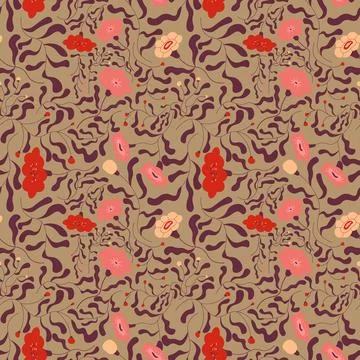 Abstract flat hand draw floral pattern background. Vector. Stock Illustration