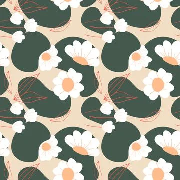 Abstract flat hand draw floral pattern background. Vector. Stock Illustration