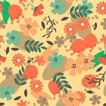 Abstract flat hand draw floral pattern background. Vector. Stock Illustration