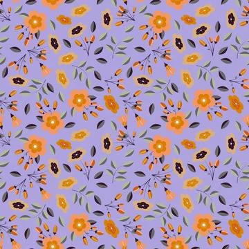 Abstract flat hand draw floral pattern background. Vector. Stock Illustration