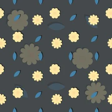 Abstract flat hand draw floral pattern background. Stock Illustration