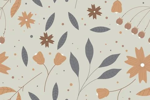 Abstract flat hand draw floral pattern background. Stock Illustration