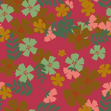 Abstract flat hand draw floral pattern background. Vector. Stock Illustration