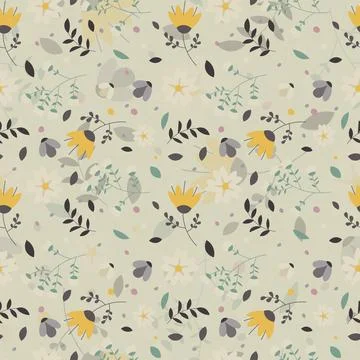 Abstract flat hand draw floral pattern background. Stock Illustration