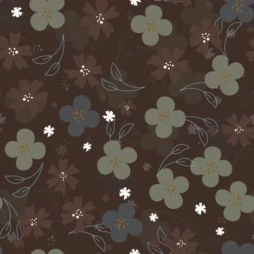 Abstract flat hand draw floral pattern background. Stock Illustration