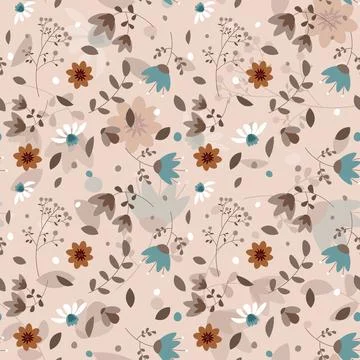 Abstract flat hand draw floral pattern background. Illustrazione stock