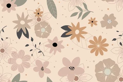 Abstract flat hand draw floral pattern background. Vector. Stock Illustration