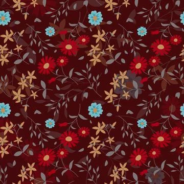 Abstract flat hand draw floral pattern background. Stock Illustration