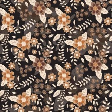 Abstract flat hand draw floral pattern background. Illustrazione stock