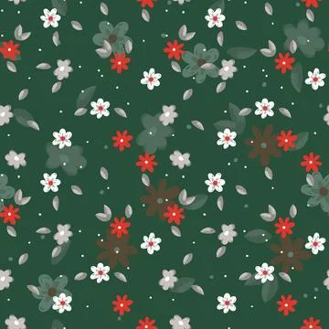 Abstract flat hand draw floral pattern background. Stock Illustration