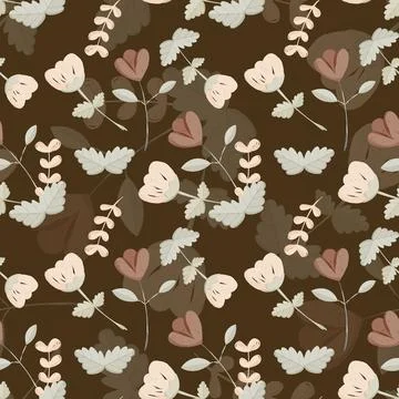Abstract flat hand draw floral pattern background. Stock Illustration