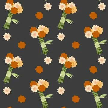 Abstract flat hand draw floral pattern background. Stock Illustration