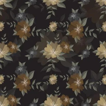 Abstract flat hand draw floral pattern background. Stock Illustration