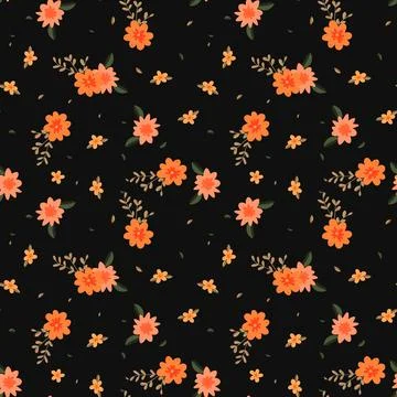 Abstract flat hand draw floral pattern background. Stock Illustration