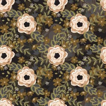 Abstract flat hand draw floral pattern background. Stock Illustration