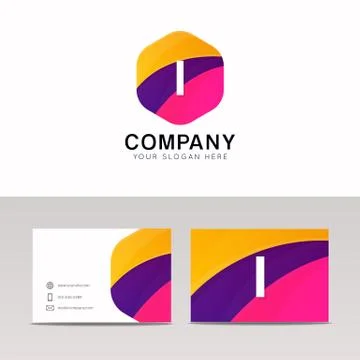 Abstract flat hexagon shape I logo letter iconic sign vector design Stock Illustration