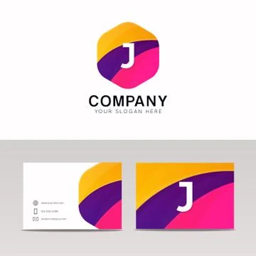 Abstract flat hexagon shape J logo letter iconic sign vector design Stock Illustration