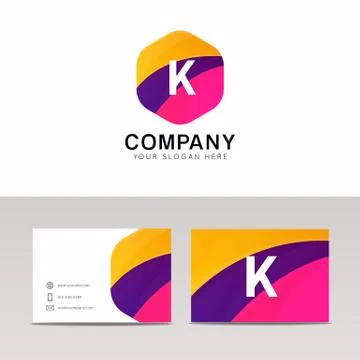 Abstract flat hexagon shape K logo letter iconic sign vector design Stock Illustration