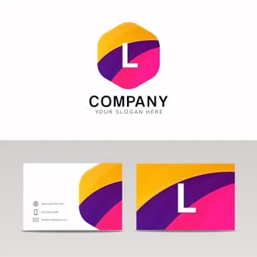 Abstract flat hexagon shape L logo letter iconic sign vector design Stock Illustration
