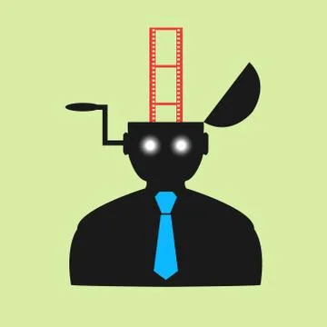 Abstract flat icon man watching movies eps Stock Illustration