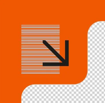 Abstract flat icon is showing orange with grey line block and black arrow on Stock Illustration